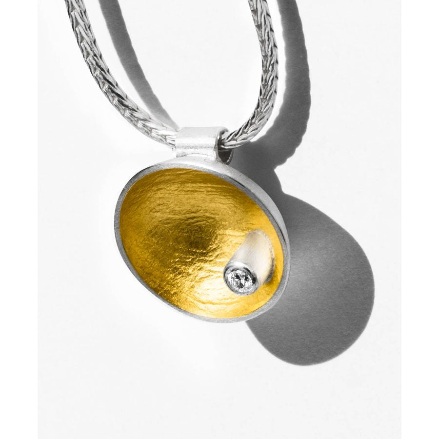 Collier mit Anhänger Silber & Gold & Brillant