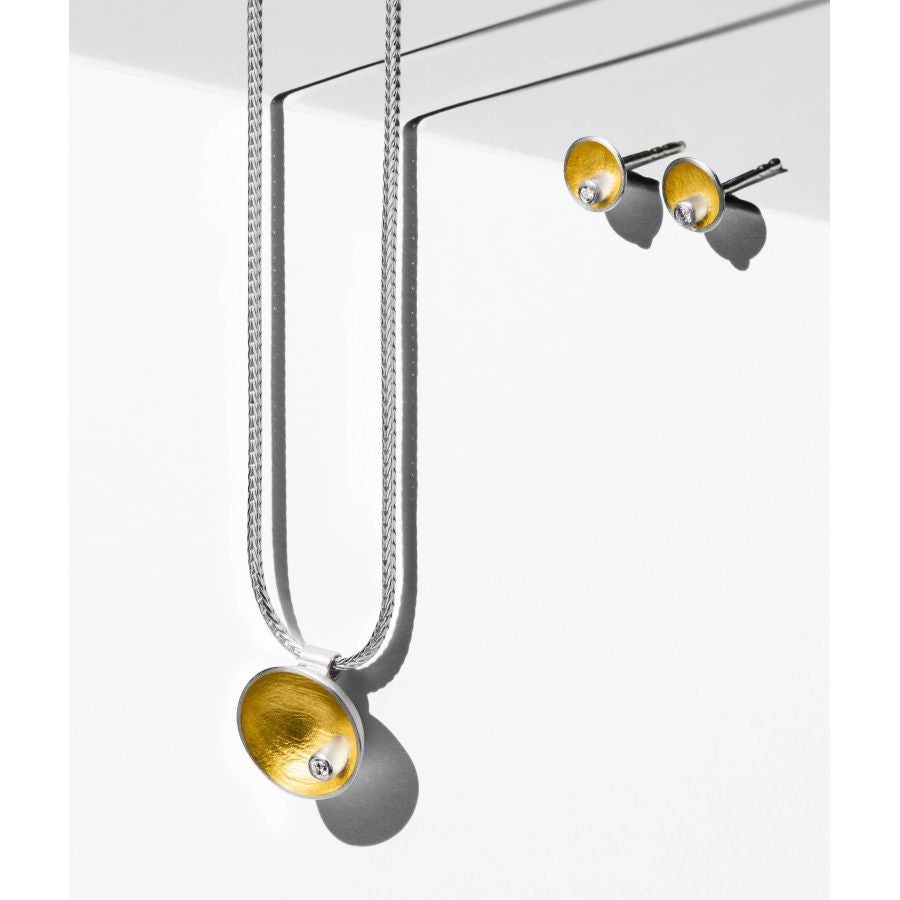 Collier mit Anhänger Silber & Gold & Brillant