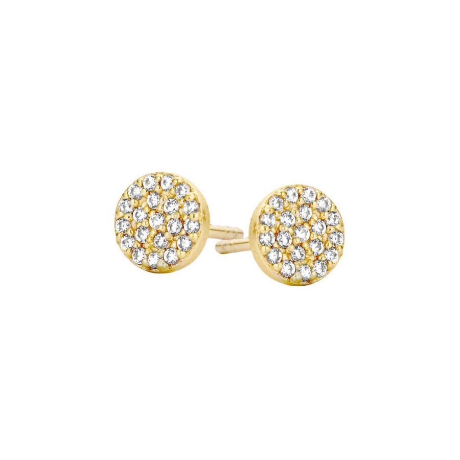 Eye Catcher - Pave´ Ohrstecker - Silber 925 & Gelbgold & Zirkonia - mini
