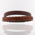 Bild in Galerie-Betrachter laden, braunes geflochtenes Lederarmband – 2 reihig