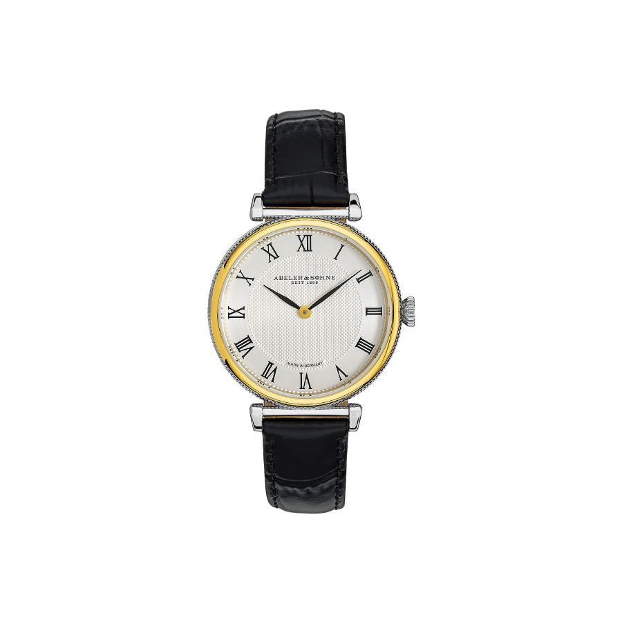 edle Armbanduhr – Damen - mit schwarzem Lederband