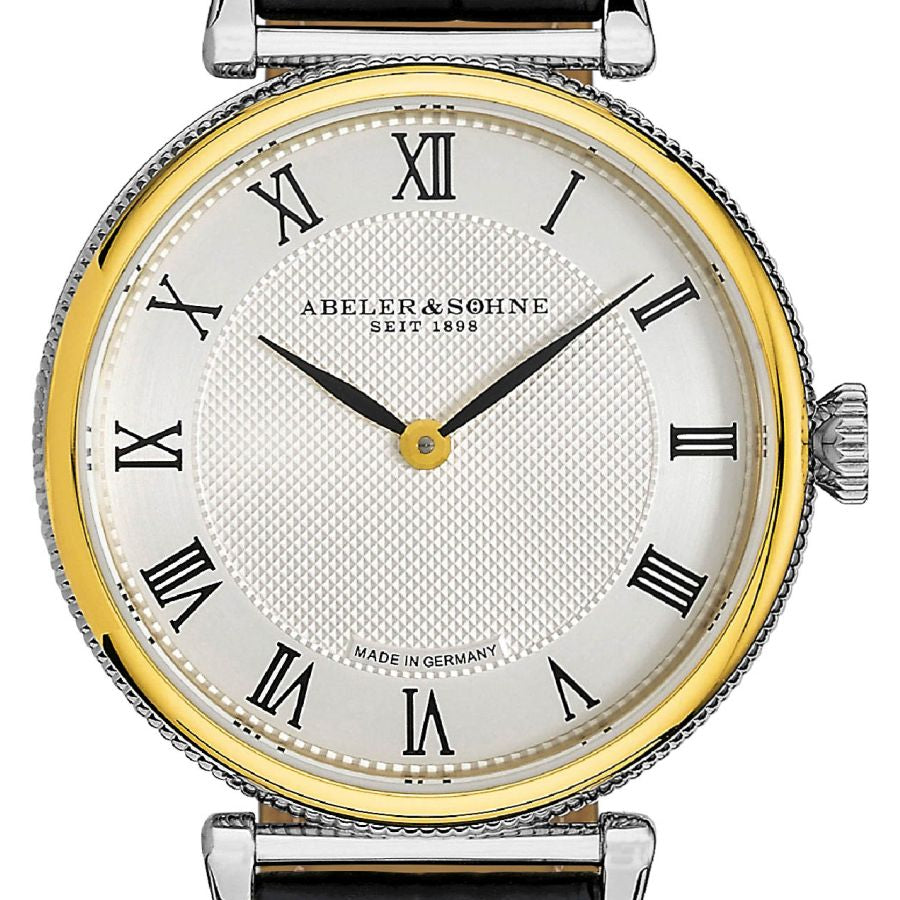 edle Armbanduhr – Damen - mit schwarzem Lederband