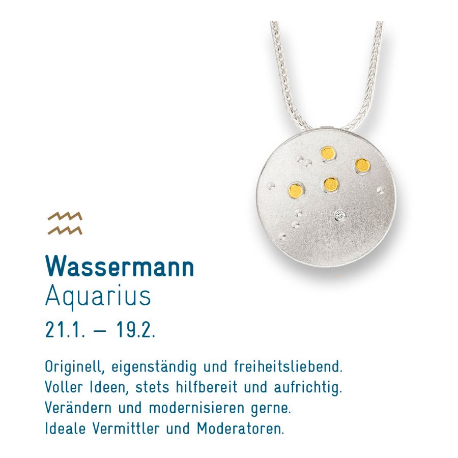 Sternzeichen Wassermann - Silber & Gold & Brillant