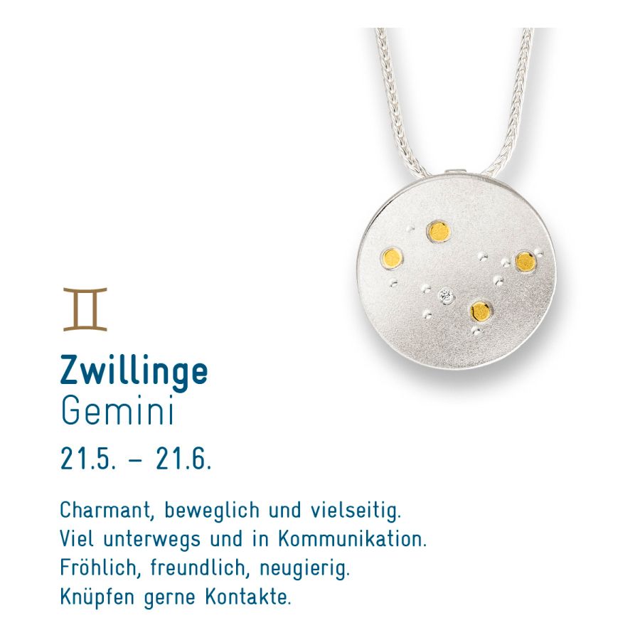 Sternzeichen Zwilling - Silber & Gold & Brillant