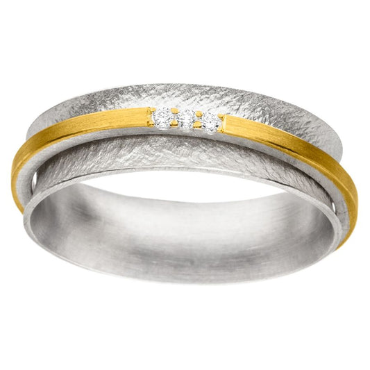 Ring Silber SI 925 & Gelbgold & Brillant