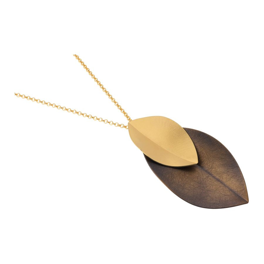 Blattförmiges Design, Anhänger & lange Kette