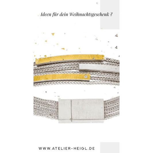 6-reihiges Armband SI 925 & Gelbgold & Brillant