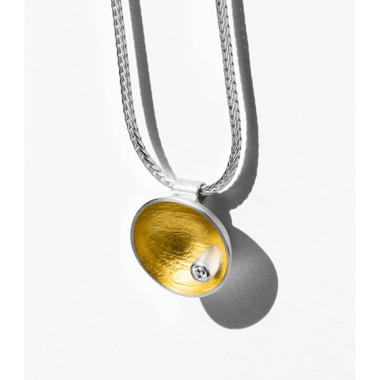 Collier mit Anhänger Silber & Gold & Brillant