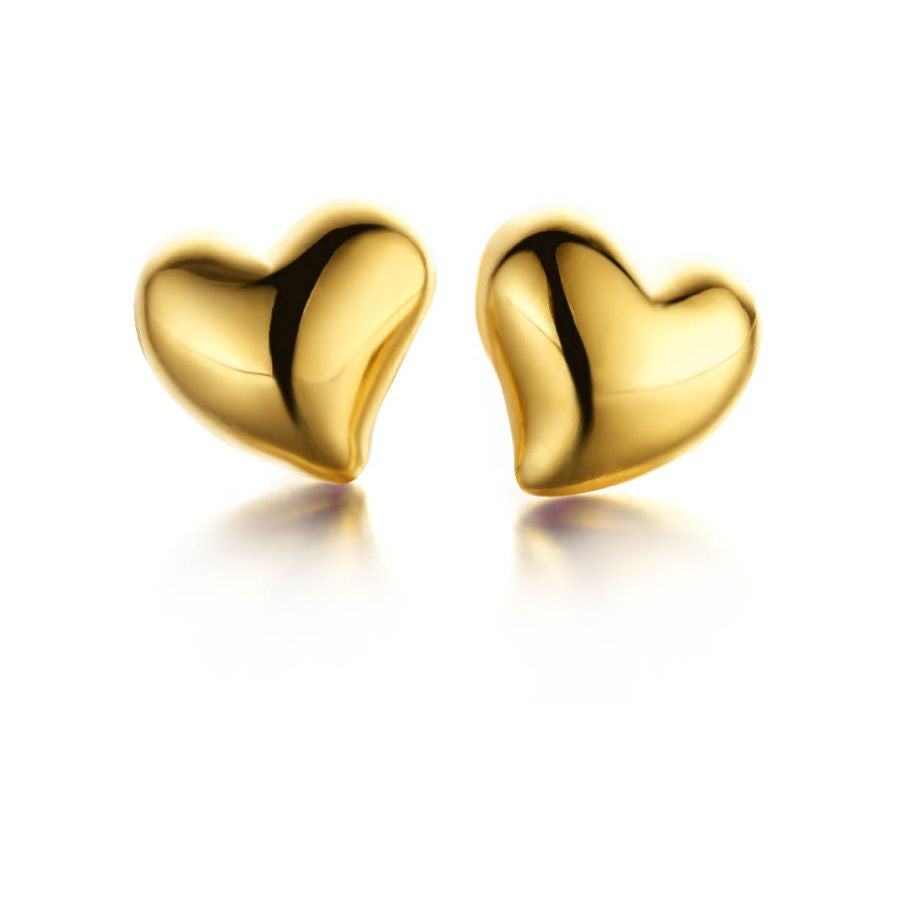 herzförmige Ohrstecker Silber 925 & Gelbgold- Heart