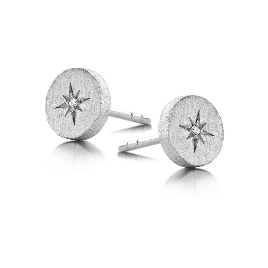 kreisrunde Ohrstecker Silber 925 & Diamant - Nordstern