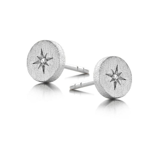 kreisrunde Ohrstecker Silber 925 & Diamant - Nordstern