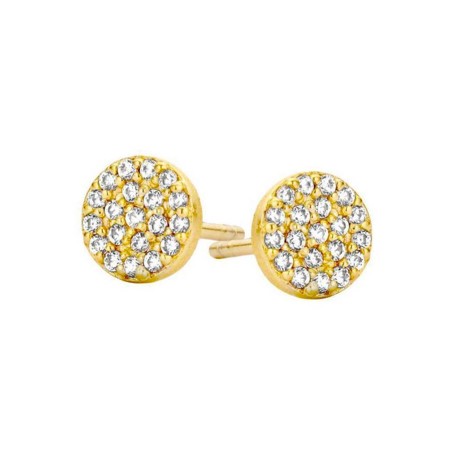 Eye Catcher - Pave´ Ohrstecker - Silber 925 & Gelbgold & Zirkonia - mini