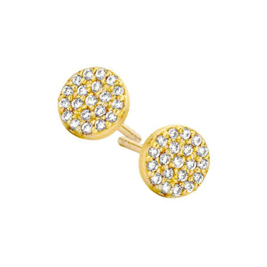 Eye Catcher - Pave´ Ohrstecker - Silber 925 & Gelbgold & Zirkonia - mini