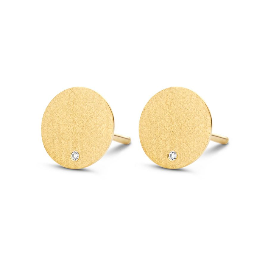 kreisrunde Ohrstecker aus Silber 925 & Gelbgold & Diamant - Glow