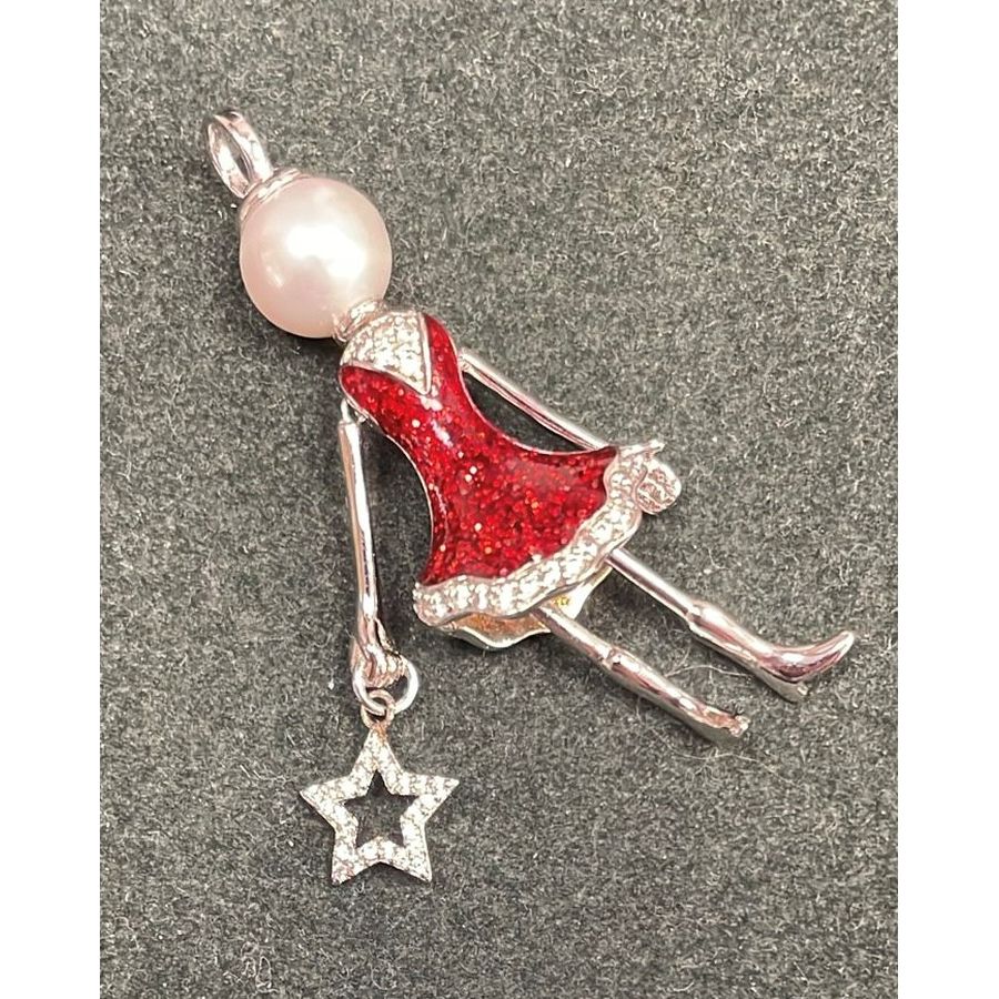 Anhänger Shopping Lady - Silber 925 & Perle