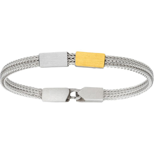 handgefertigtes Armband – kratzmatt Silber SI 925  & Gelbgold