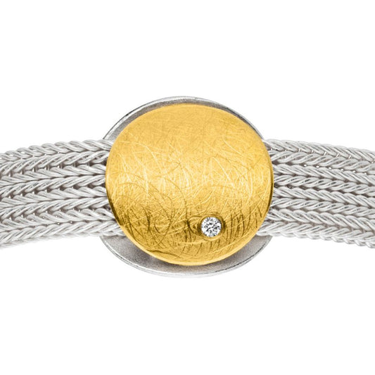 handgefertigtes Armband – kratzmatt Silber & Goldkombination – Warm & Klar & Echt
