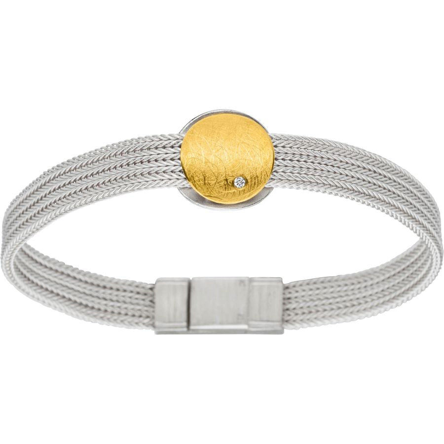 handgefertigtes Armband – kratzmatt Silber & Goldkombination – Warm & Klar & Echt