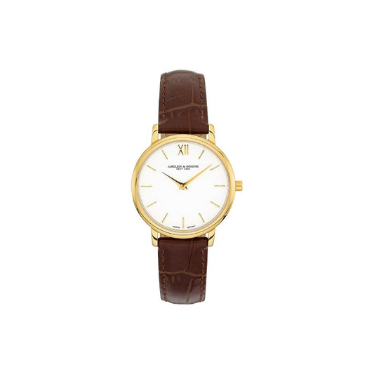 edle Armbanduhr – Damen - mit braunem Lederband