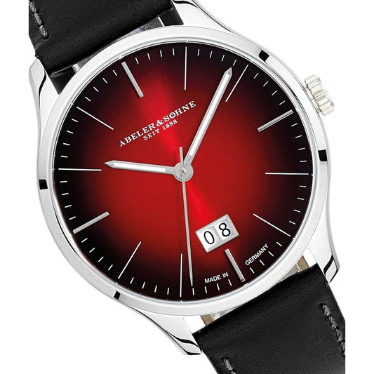 moderne Armbanduhr mit tiefrotem Ziffernblatt