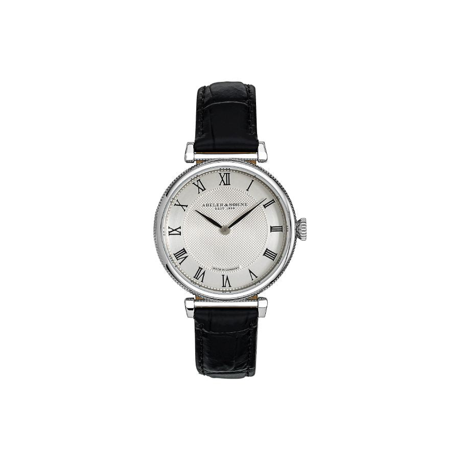 edle Armbanduhr – Damen - mit schwarzem Lederband