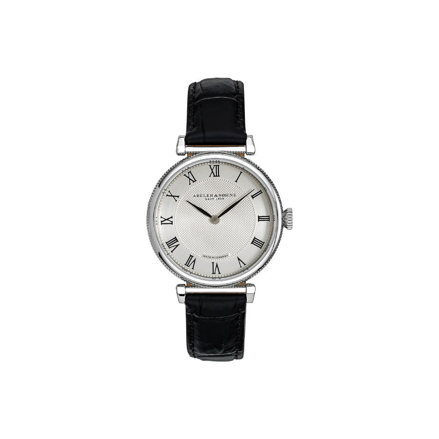 edle Armbanduhr – Damen - mit schwarzem Lederband