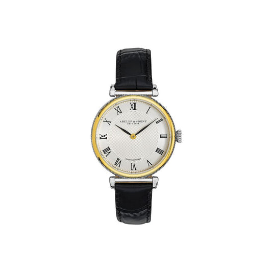 edle Armbanduhr – Damen - mit schwarzem Lederband