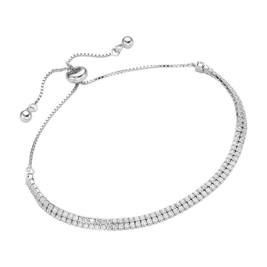 Doppelreihiges Armkettchen in Silber 925 mit Zirkonia