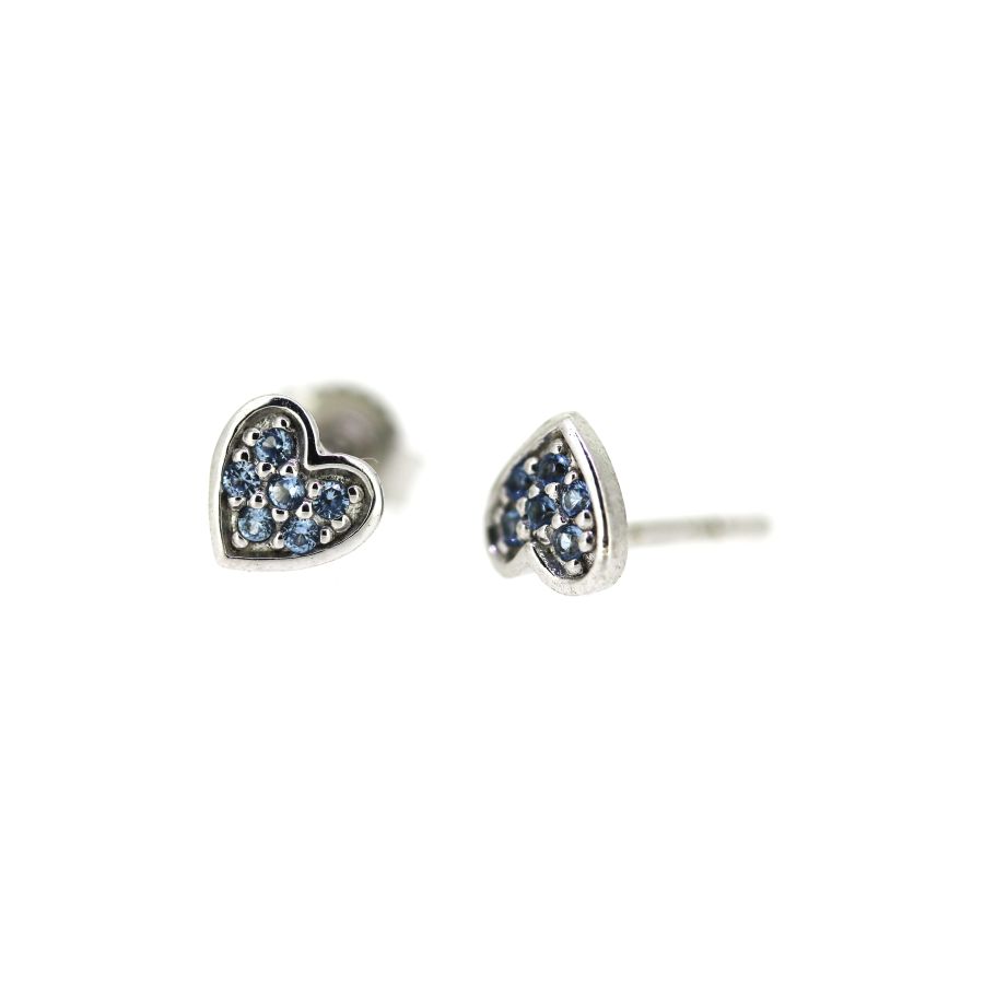Ohrstecker - Herz blau - Silber 925