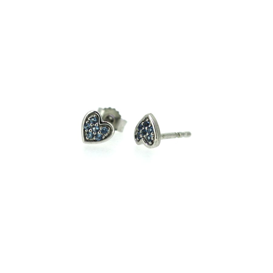 Ohrstecker - Herz blau - Silber 925