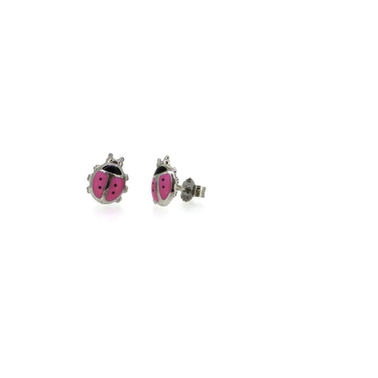 Ohrstecker - Marienkäfer rosa - Silber 925