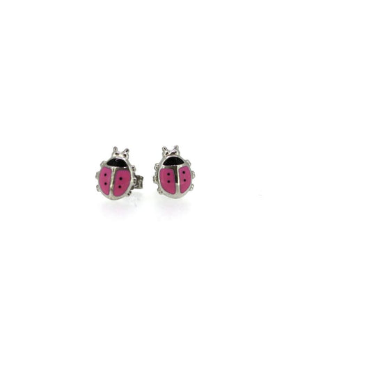 Ohrstecker - Marienkäfer rosa - Silber 925