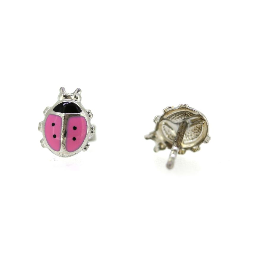 Ohrstecker - Marienkäfer rosa - Silber 925