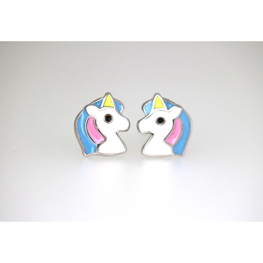 Ohrstecker - Einhorn bunt - Silber 925