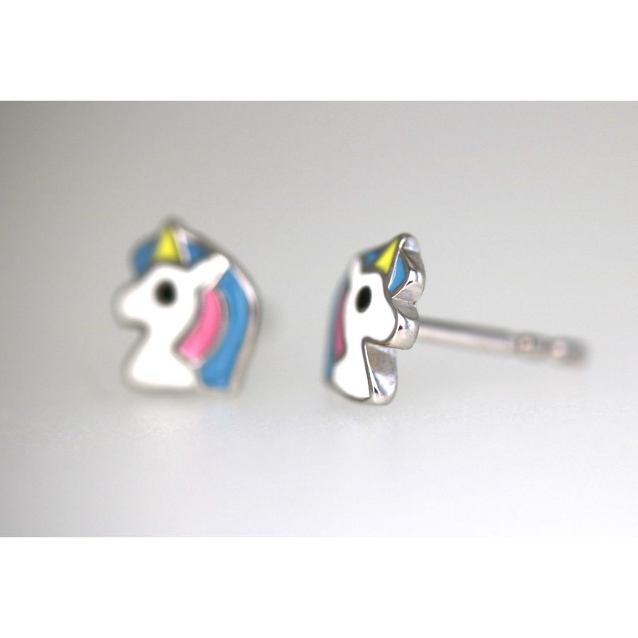 Ohrstecker - Einhorn bunt - Silber 925