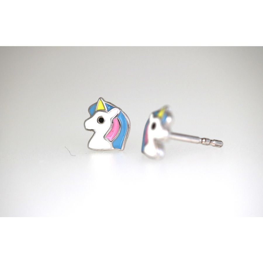 Ohrstecker - Einhorn bunt - Silber 925