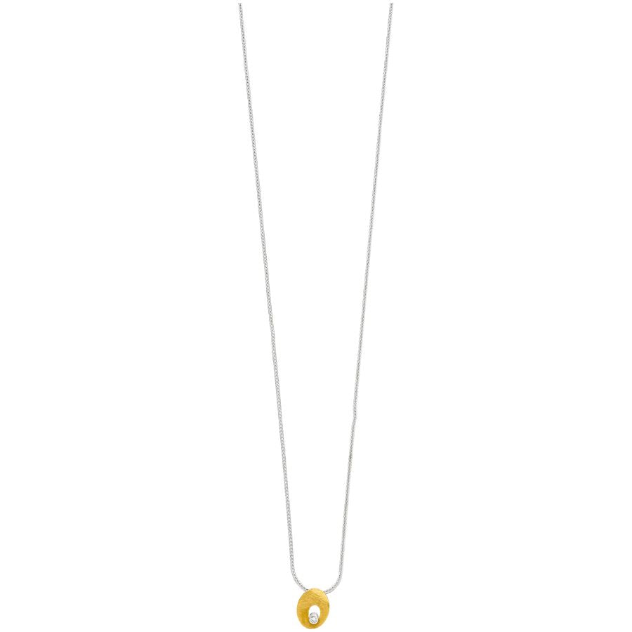 filigranes handgefertigtes Collier & Anhänger – kratzmatt Silber & Goldkombination & Brillant
