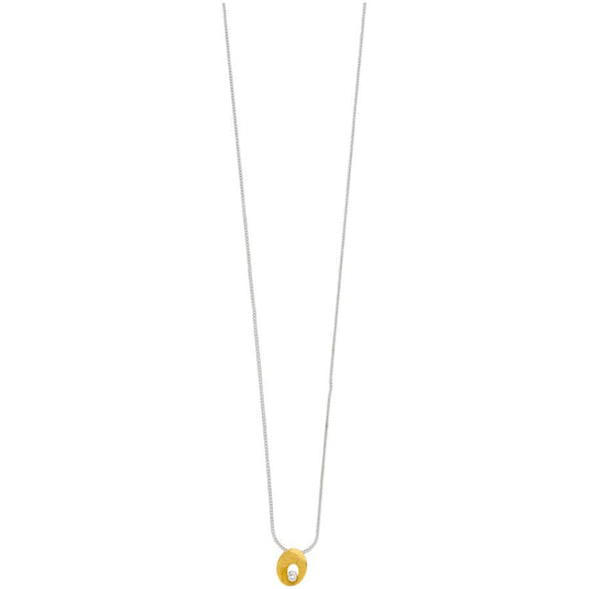filigranes handgefertigtes Collier & Anhänger – kratzmatt Silber & Goldkombination & Brillant