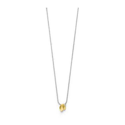 filigranes handgefertigtes Collier & Anhänger – kratzmatt Silber & Goldkombination & Brillant