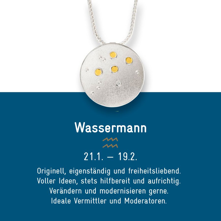Sternzeichen Wassermann - Silber & Gold & Brillant