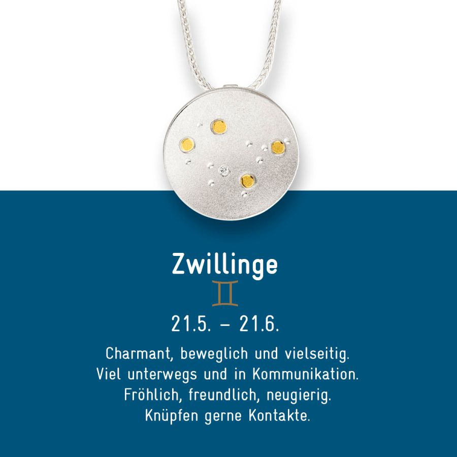 Sternzeichen Zwilling - Silber & Gold & Brillant
