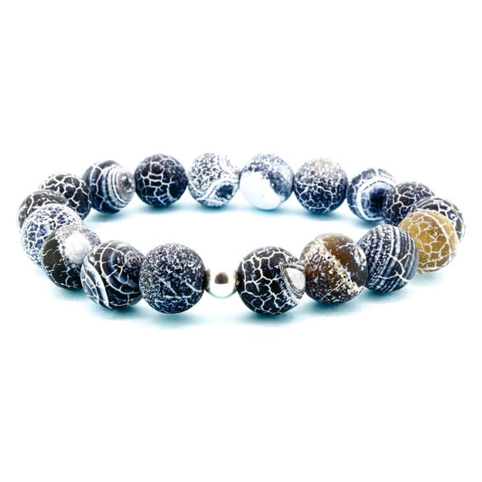 handgefertigtes Armband Iris Onyx & Silber - UNIKAT