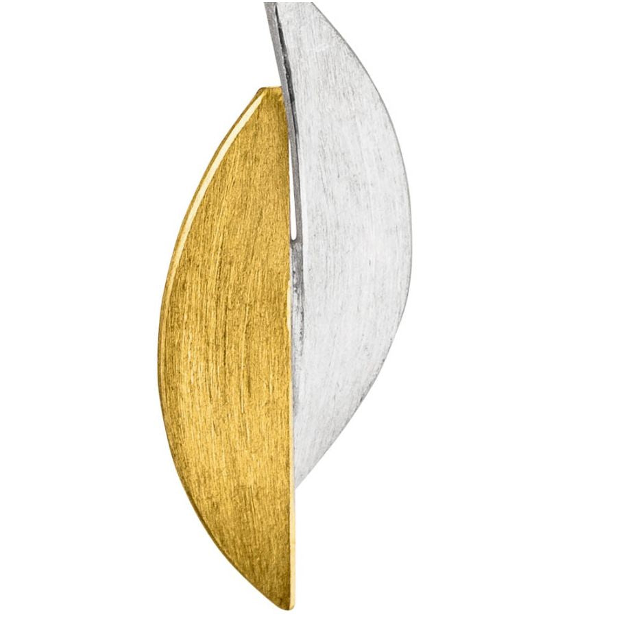 blattförmige Ohrstecker Silber & Gold - bicolor