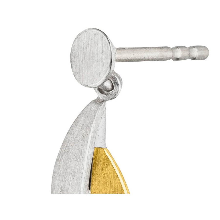 blattförmige Ohrstecker Silber & Gold - bicolor