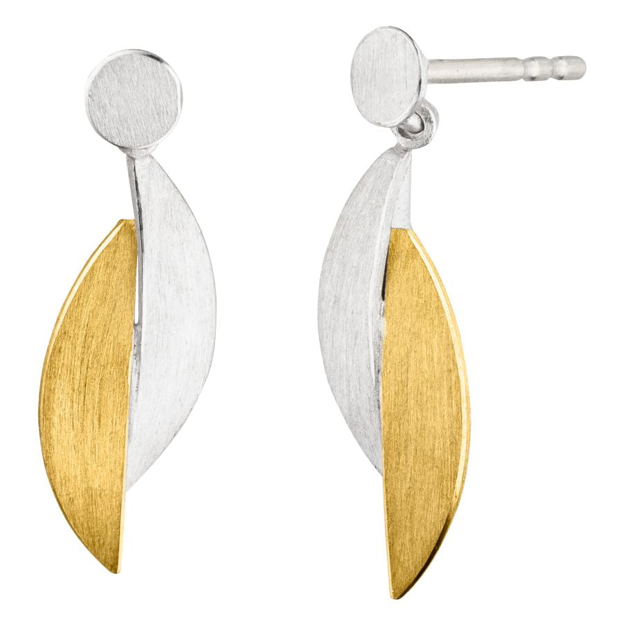 blattförmige Ohrstecker Silber & Gold - bicolor