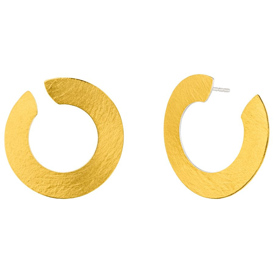 Handgefertigte Ohrringe – kratzmatt Silber & Gelbgold